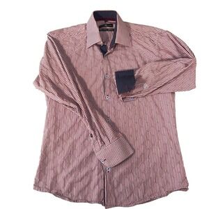 Stone Rose Black Rivet Collection‎ Mens Shirt Striped Button Down